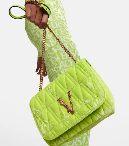 Versace Virtus Small velvet shoulder bag 6