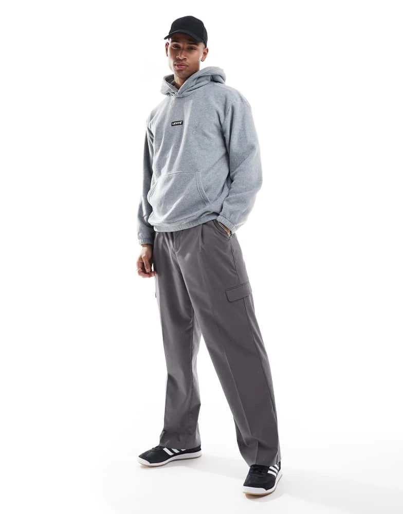Levi's Levi's baby tab logo polar fleece relaxed fit hoodie in grey marl 2