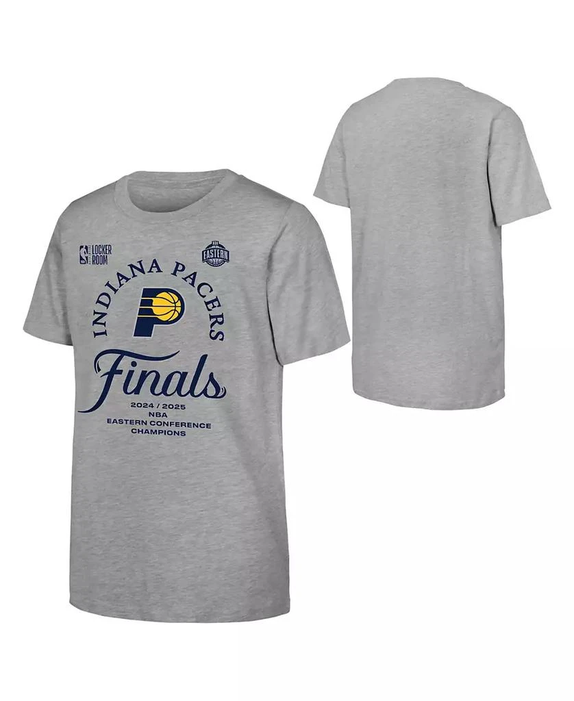 Fanatics Big Boys and Girls Gray Indiana Pacers 2025 NBA Eastern Conference Champions Locker Room T-Shirt 1