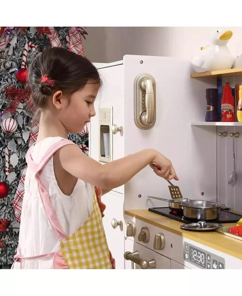 Kinder King Pretend Play Kitchen Wooden Toy Set for Kids w/Lights 
Sounds, Utensils, Oven, Microwave 3