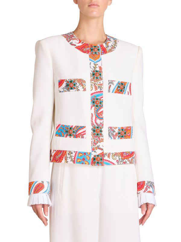 Andrew Gn Paisley-Trim Crepe Jacket