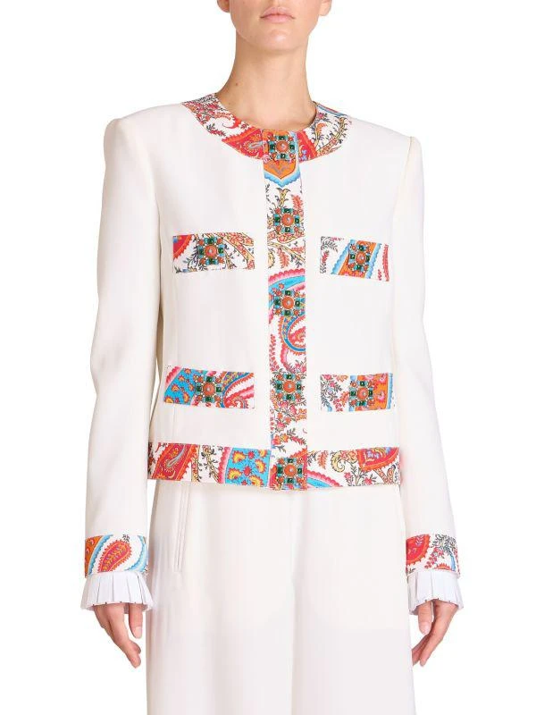 Andrew Gn Paisley-Trim Crepe Jacket 1