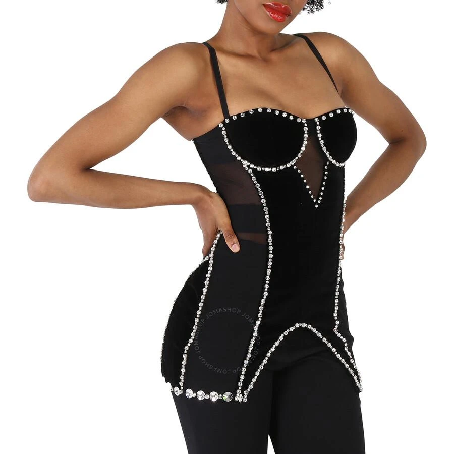 Burberry Stretch Mesh And Velveteen Crystal Embellished Corset Top 2