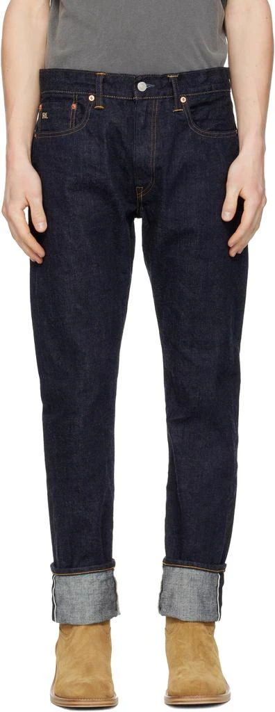 RRL Navy High Slim Bayview Selvedge Jeans