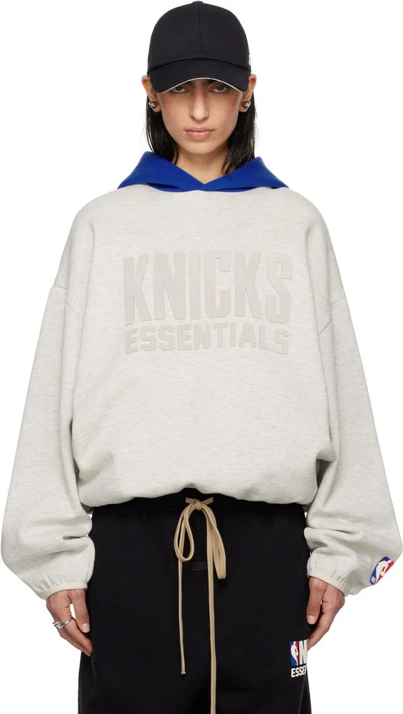Essentials Gray & Blue NBA Knicks Pull Over Hoodie 1