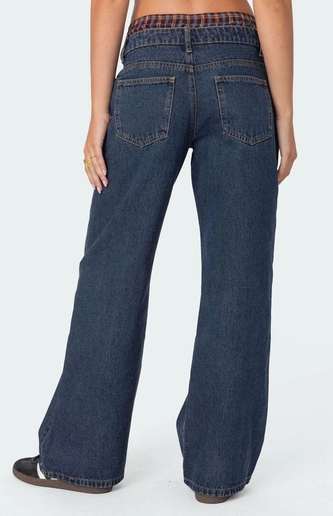 Edikted Plaid Boxer Detail Relaxed Jeans 5