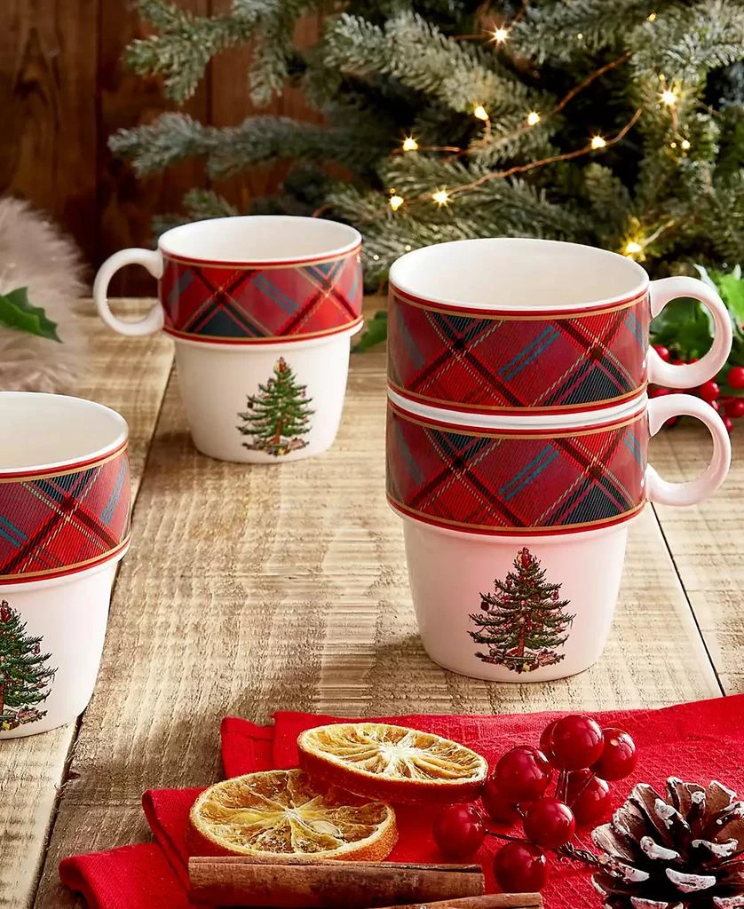 Spode Christmas Tree Tartan  9 Piece Hot Chocolate Set 5