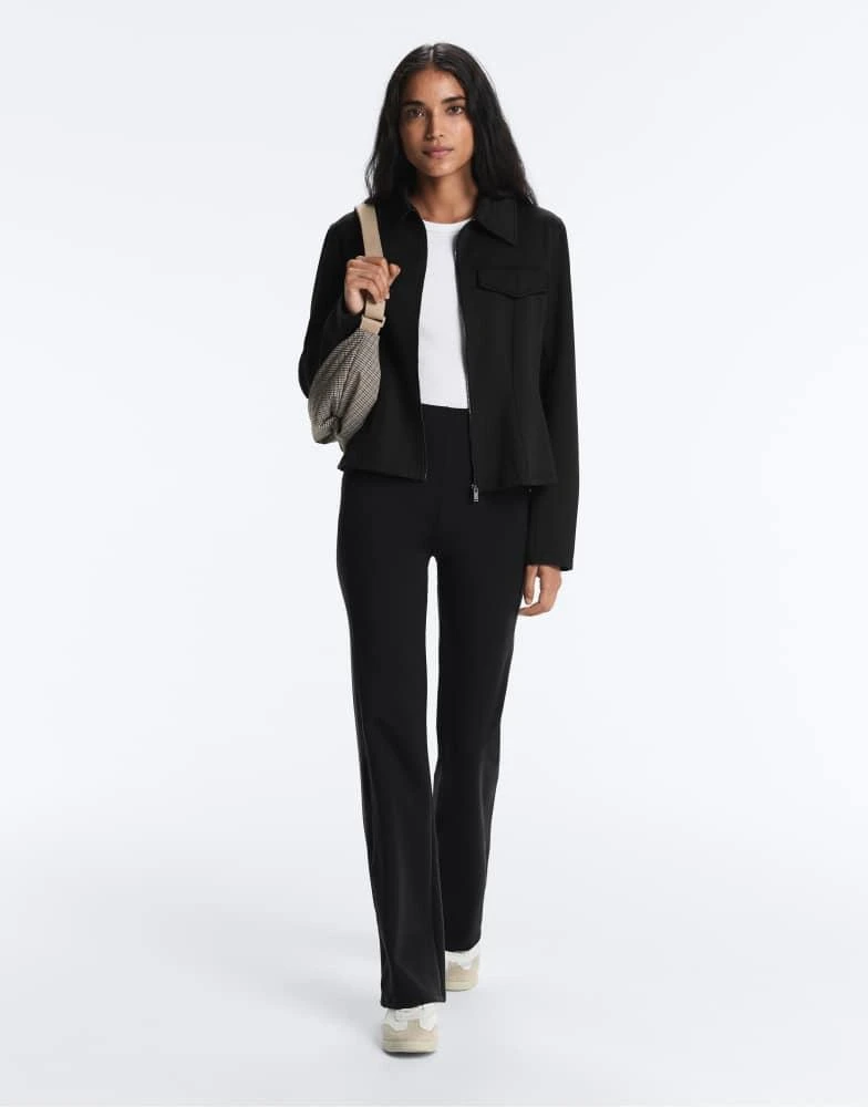 OYSHO OYSHO Neoprene-effect high rise flare trousers in black - Pants -  Free Shipping - BeyondStyle