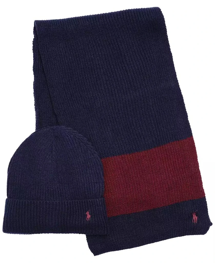 Ralph Lauren Men's Rugby Stripe Scarf and Hat Gift Set, 2 Piece 1