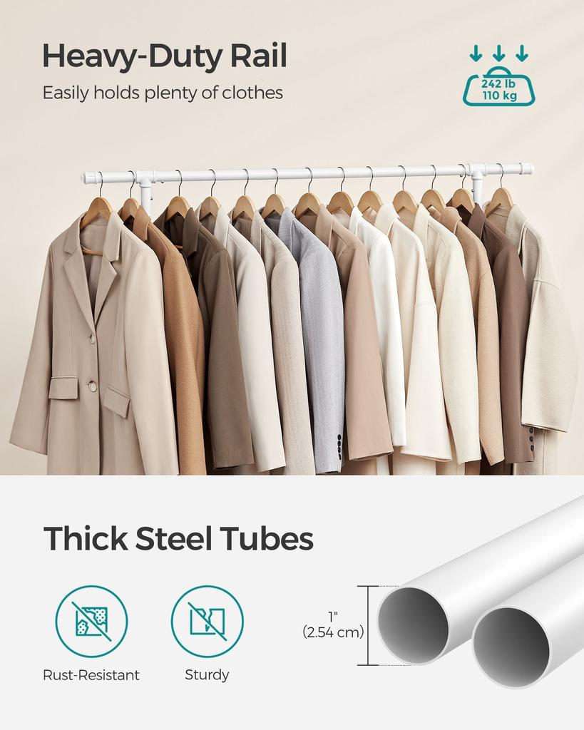 BreeBe industrial Double Rod Metal Clothing Rack for Hanging Clothes