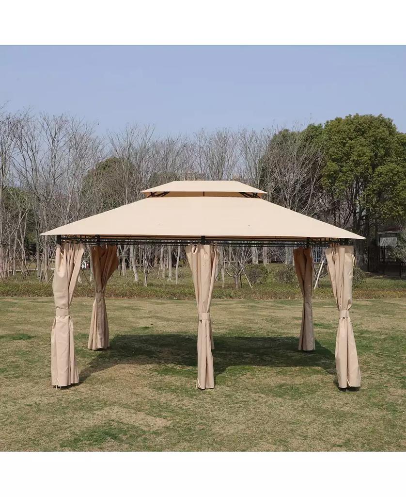 Streamdale Furniture 13x10 Outdoor Gazebo Canopy Tent w/ Mosquito Net - Khaki Top