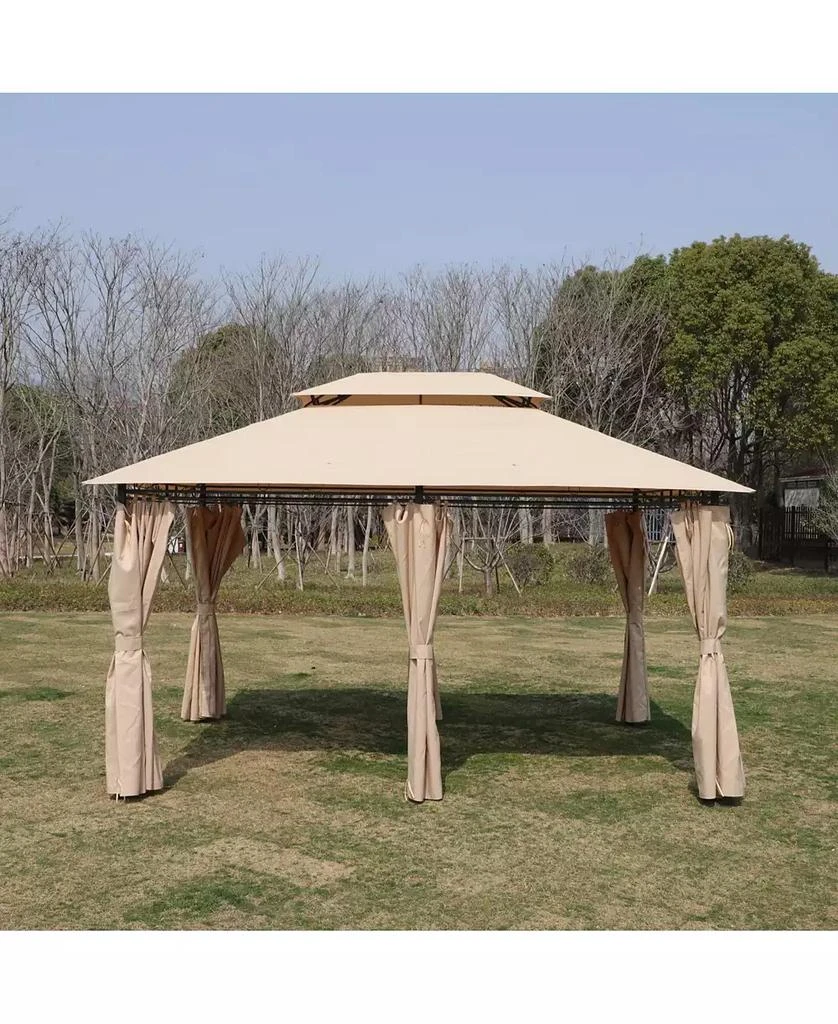 Streamdale Furniture 13x10 Outdoor Gazebo Canopy Tent w/ Mosquito Net - Khaki Top 1
