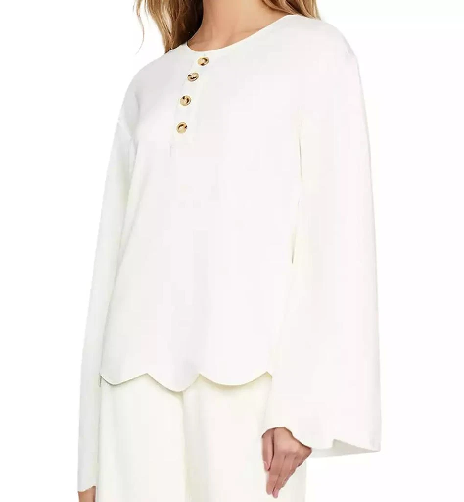 Three Dots Women's Scalloped Bell-Sleeve Henley Top 2