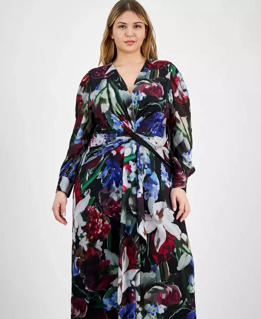 Anne Klein Plus Size Printed Twist-Front Maxi Dress 2