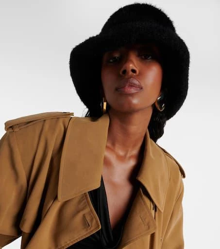 Yves Saint Laurent Logo embroidered bouclé bucket hat 5