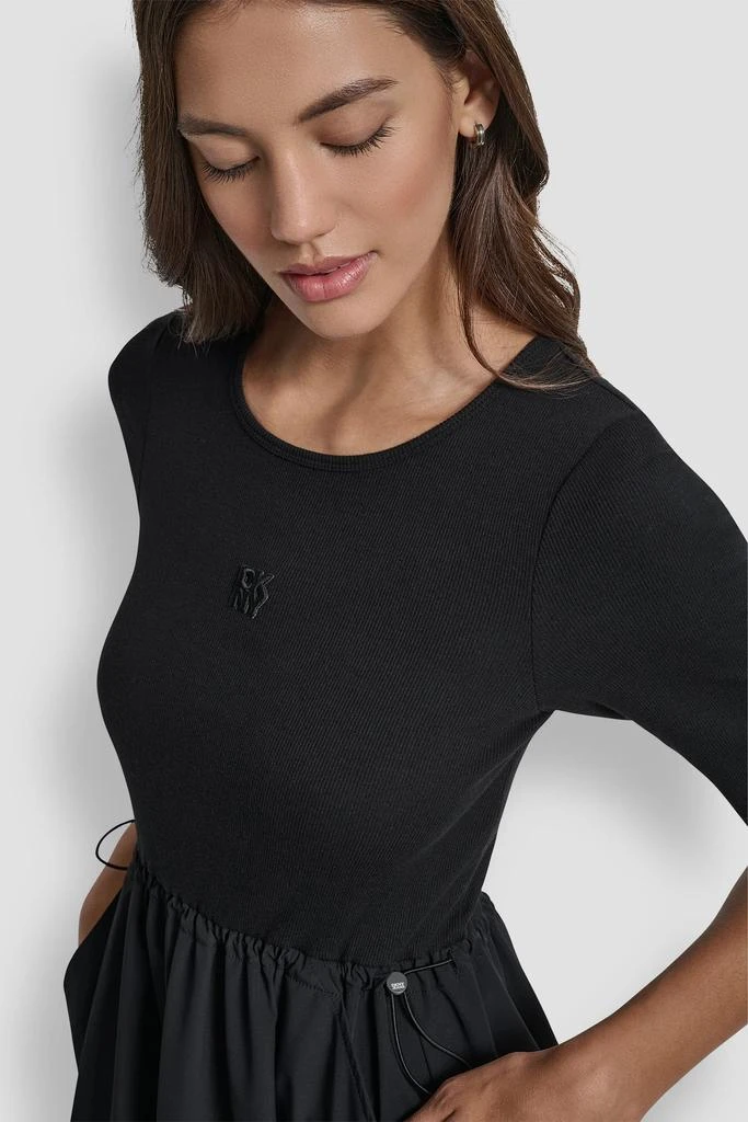 DKNY Luxury Women Black Ballet Sleeve Ribbed Midi Dress - M | The Collective DKNY Luxury Women Black Ballet Sleeve Ribbed Midi Dress - M | The Collective