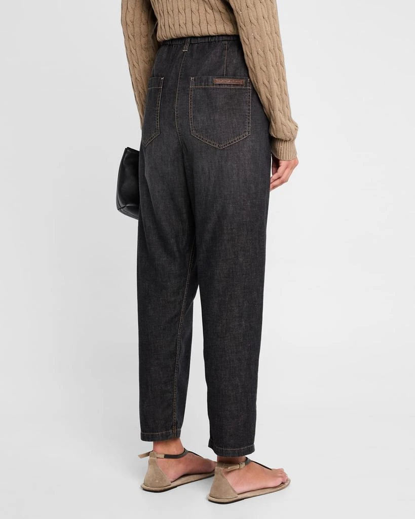 Brunello Cucinelli Pleated Tapered-Leg Crop Pull-On Pants 3
