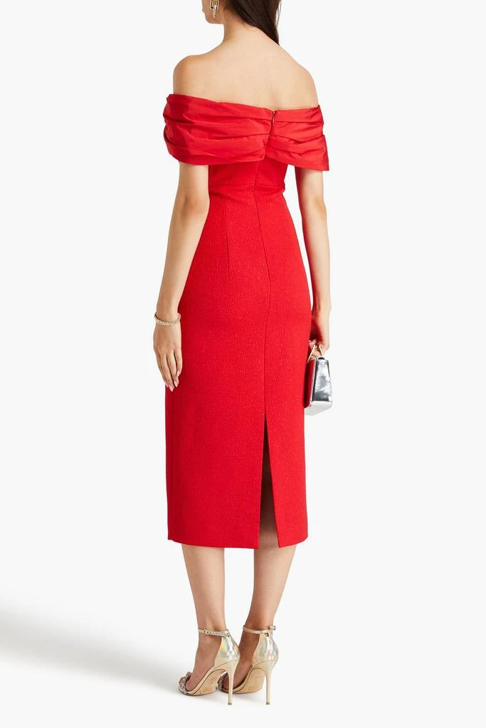 REBECCA VALLANCE Chiara off-the-shoulder cloqué and taffeta midi dress 3