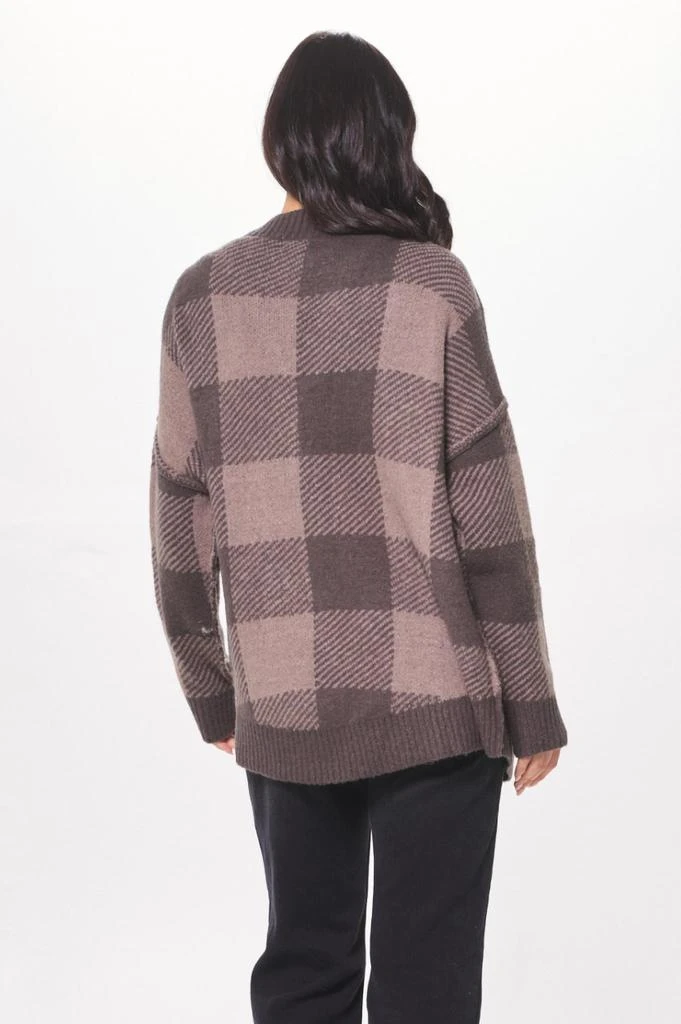 Vintage Havana Plaid Checker Soft Knit Cardigan In Taupe 2