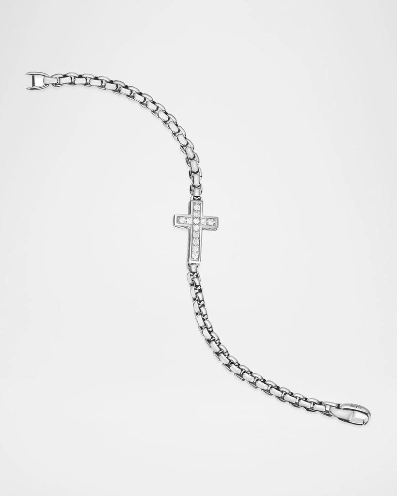 David Yurman Men's Silver Diamond Cross Station Bracelet 3