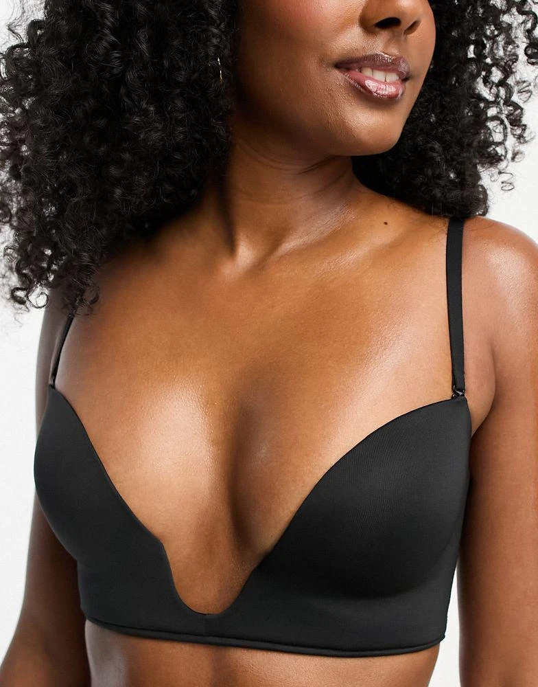 ASOS ASOS DESIGN moulded open front plunge bra in black 1