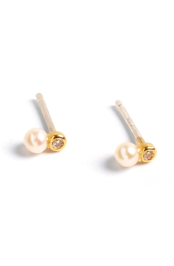 Madewell Delicate Collection CZ & Freshwater Pearl Stud Earrings 1