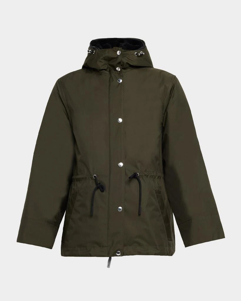 Yves Salomon Hooded Waterproof Parka with Removable Shearling Bib