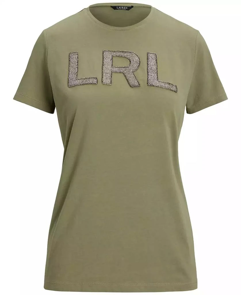Ralph Lauren Women's Beaded-Logo Cotton Jersey Tee 5