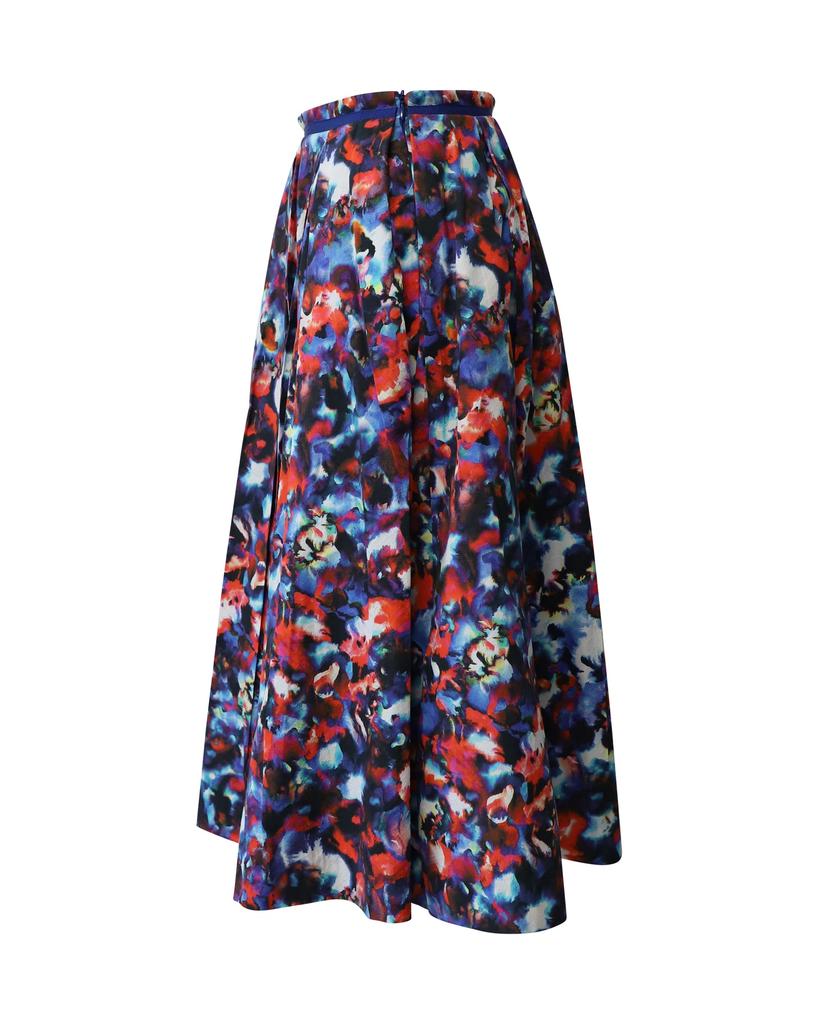 Saloni Abstract Print Midi Skirt in Multicolor Cotton
