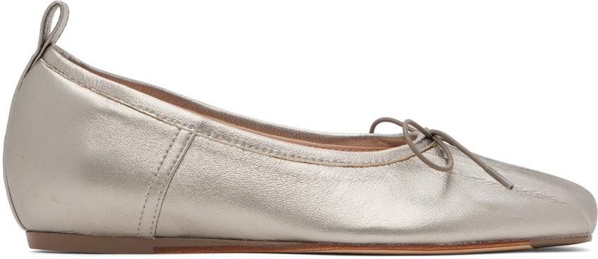 24PF new/Simone Rocha プリーツバレエフラット Flat Silver Simone Rocha Silver Classic Pleated Ballerina Flats IT-41