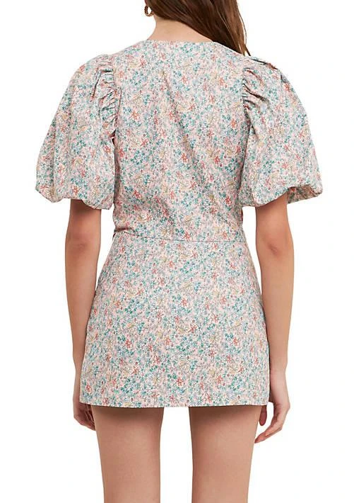 Endless Rose Rose Floral Puff Sleeve Cropped Top 2
