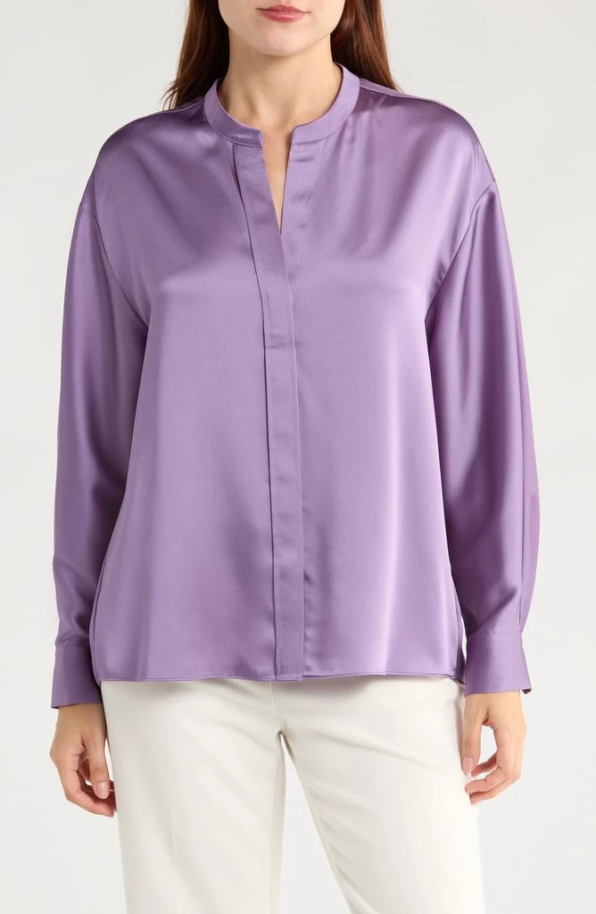 Vince Long Sleeve Satin Button-Up Shirt
