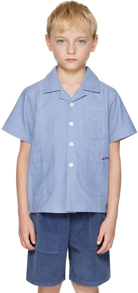 OOPS MY BOY Kids Blue Embroidered Shirt