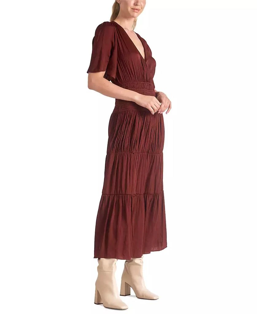 Elan Women's Short-Sleeve V-Neck Tiered Maxi Dress 4
