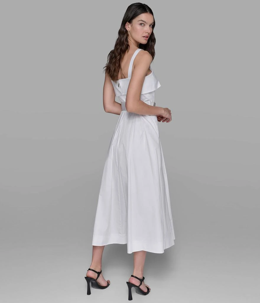 Women's Belted Midi Dress | White | Size: 4 | Karl Lagerfeld Paris