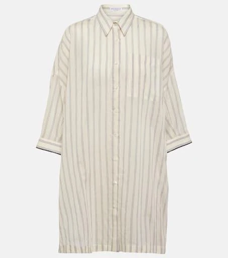 Brunello Cucinelli Striped cotton and silk shirt 1