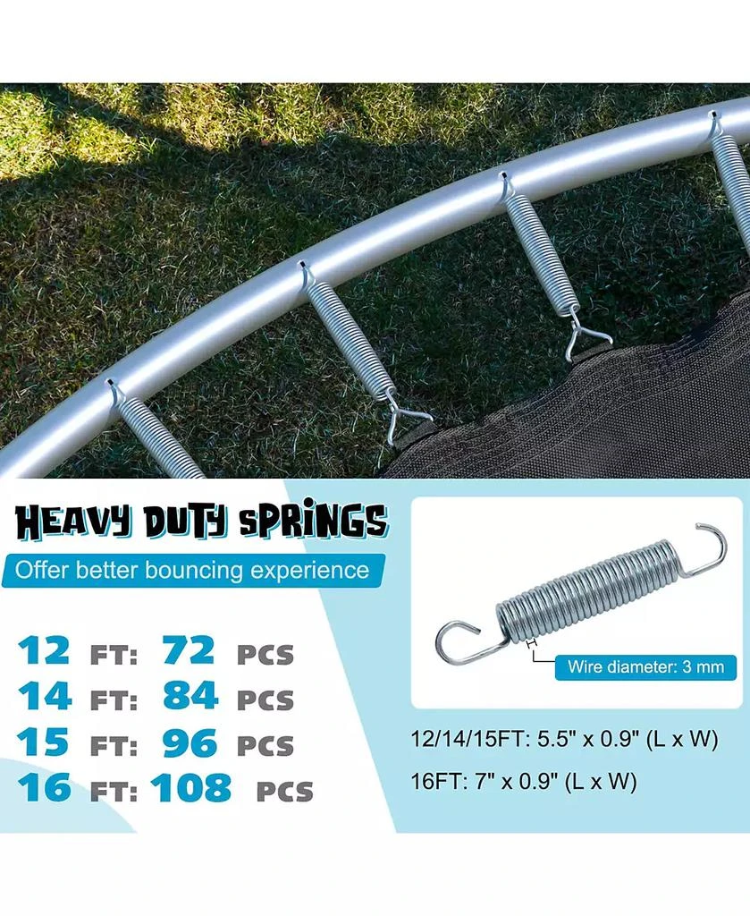 Gymax 15FT Outdoor Large Trampoline Safety Enclosure Net w/ Basketball Hoop Ladder 8