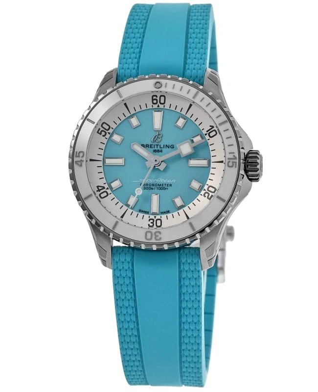 BREITLING Breitling Superocean Automatic 36 Turquoise Dial Rubber Strap Women's Watch A17377211C1S1 1