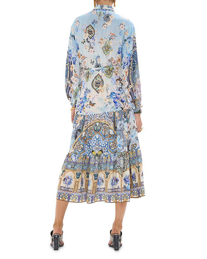 Camilla Silk Midi Shirt Dress in Al Manial Palace Memoirs