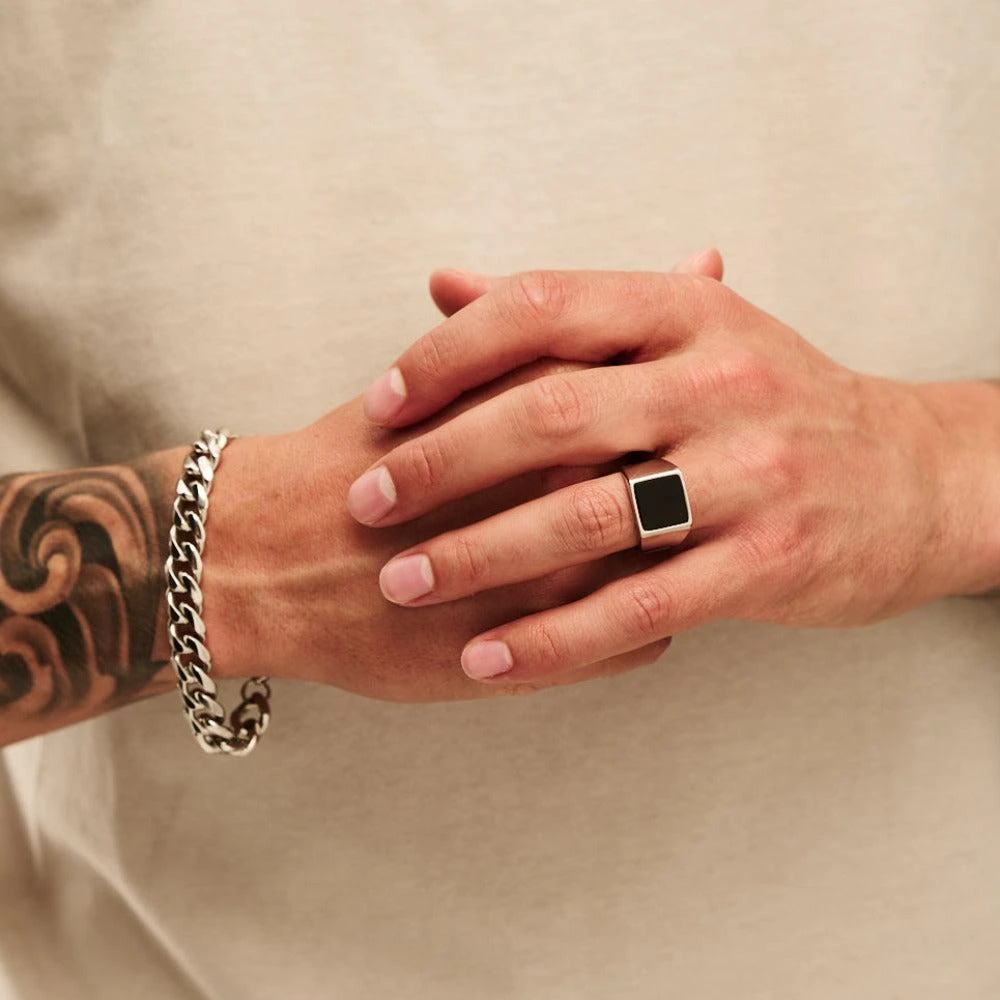 Orelia & Joe Black Onyx Signet Ring 2