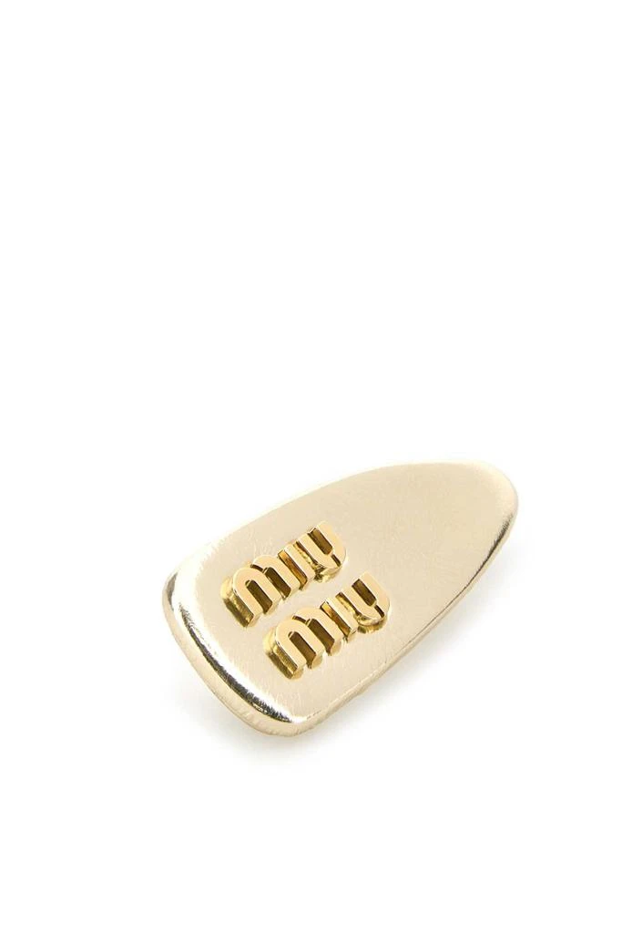 Miu Miu Gold Nappa Leather Hair Clip 2