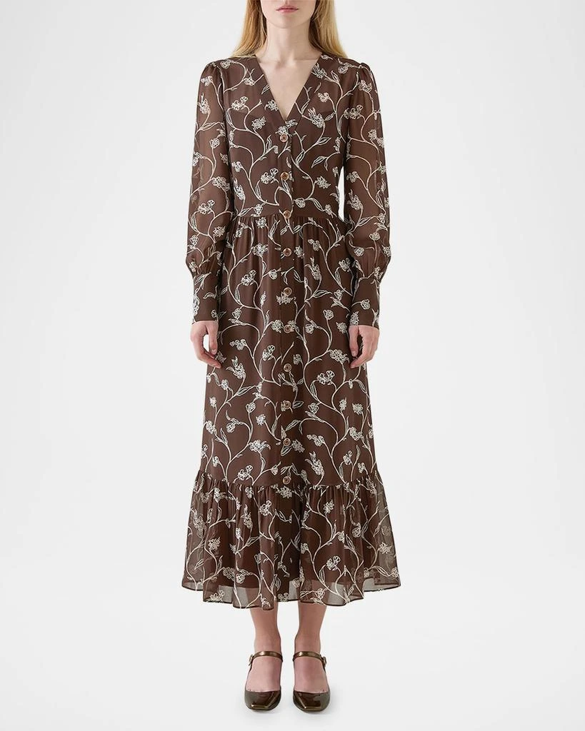 LK Bennett Lucian Tiered Floral-Print Midi Dress 2