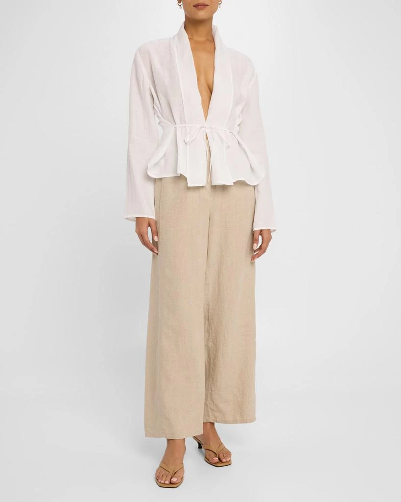 Eileen Fisher Shawl-Collar Lightweight Organic Linen Jacket 2