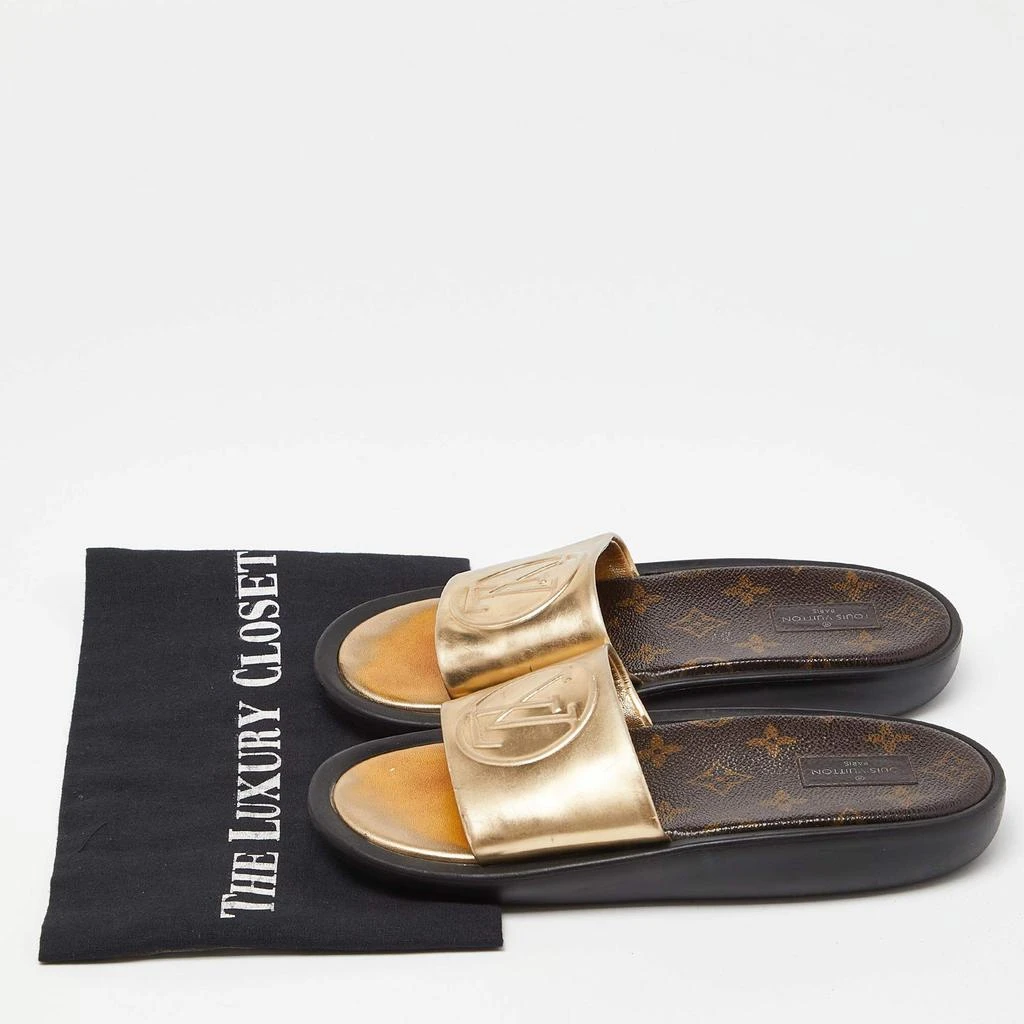 Louis Vuitton Louis Vuitton Gold Leather Sunbath Flat Slides Size 36 9