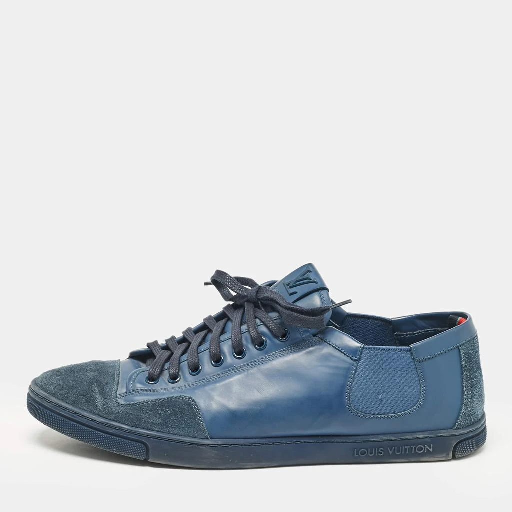 Louis Vuitton Louis Vuitton Blue Leather and Suede Low Top Sneakers Size 43 1