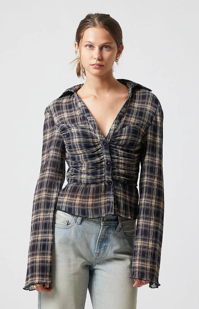 Beverly and Beck Sara Plaid Button Up Long Sleeve Top 4