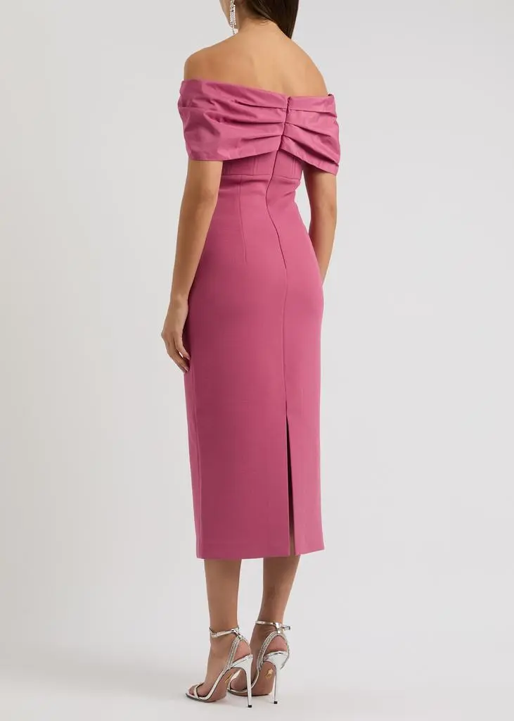 REBECCA VALLANCE Anais off-the-shoulder crepe midi dress 3