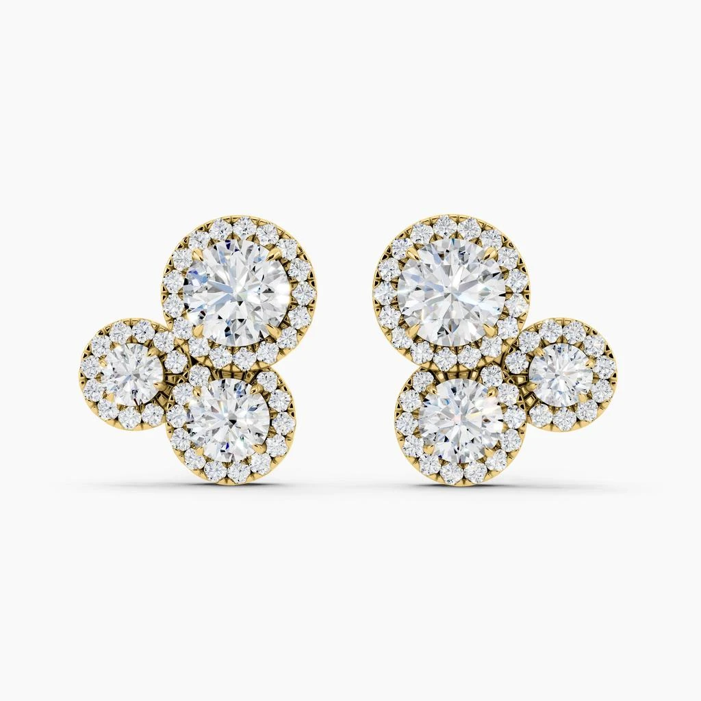 Sabrina Designs Lab Grown Diamonds 14K Gold Round Halo Three Stone Lab Grown Diamond Fashion Earrings 2.98 cttw