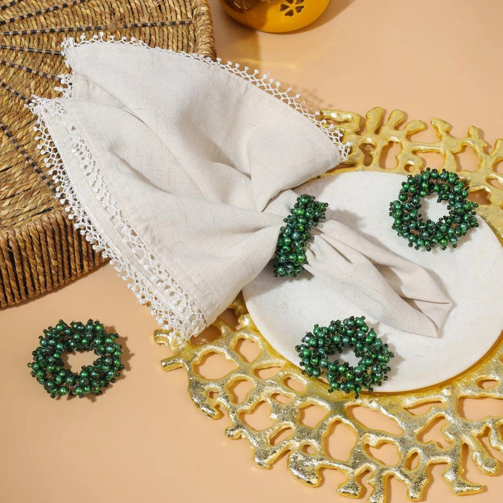 Tiramisu Emerald Jewel Wreath Napkin Rings (Set of 4) 2