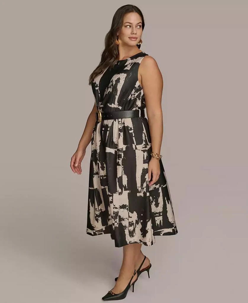 Donna Karan Plus Size Printed Belted A-Line Dress 7